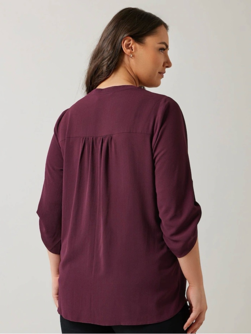 Evans Purple Zip Pintuck Shirt Plus-Size Plum Blouse Gold Zipper & Buttons - Picture 13 of 16